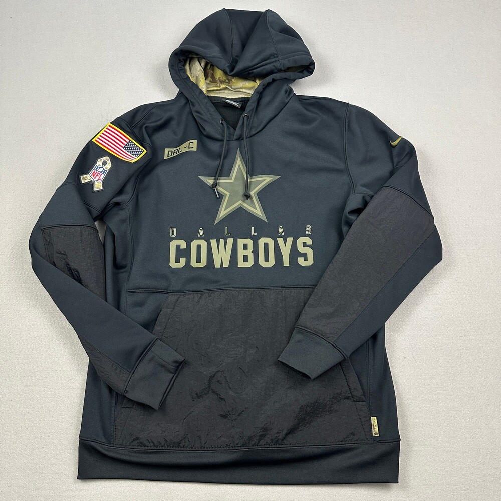 Dallas Cowboys Hoodie Men Large Black Salute to Service Nike USA Flag Ribbon L